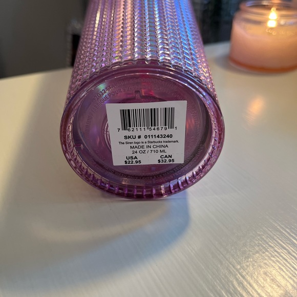 NWT STARBUCKS Iridescent Bling Cold Tumbler.  24 oz, Pink and Neon Pink. - Picture 7 of 8